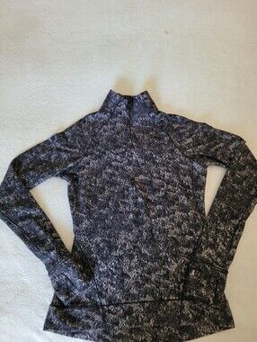 Lululemon Run Briskly 1/4 Zip Eventide Jacquard Black Alpine White Size Small